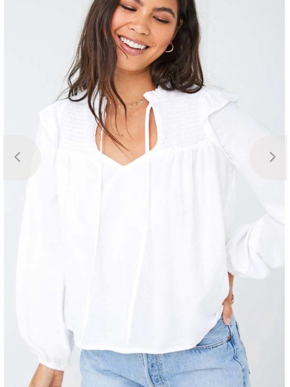 Bella Dahl smocked ruffle pullover